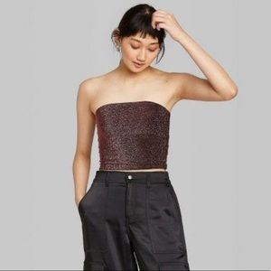 NWT Wild Fable Pink Glitter Tube Top Small